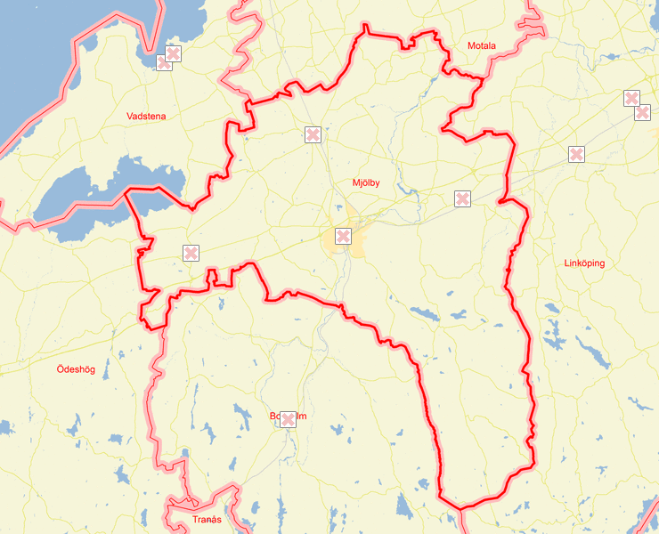 Karta över Mjölby