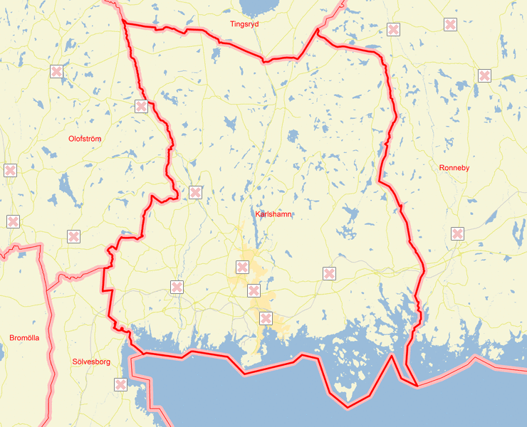 Karta över Karlshamn