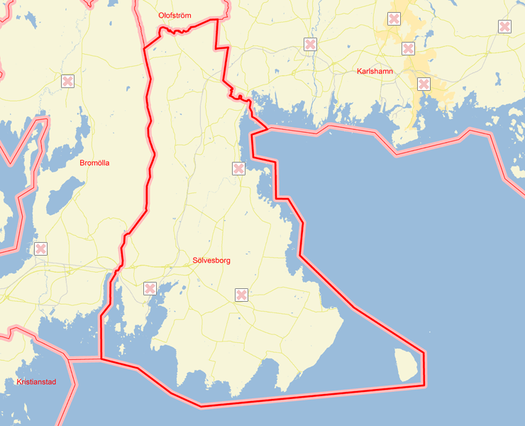 Karta över Sölvesborg