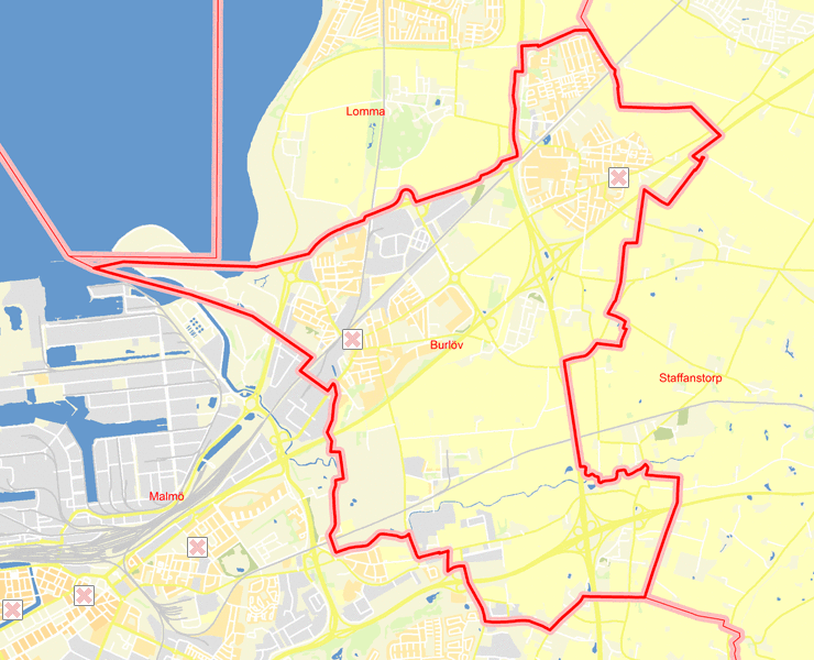 Karta över Burlöv