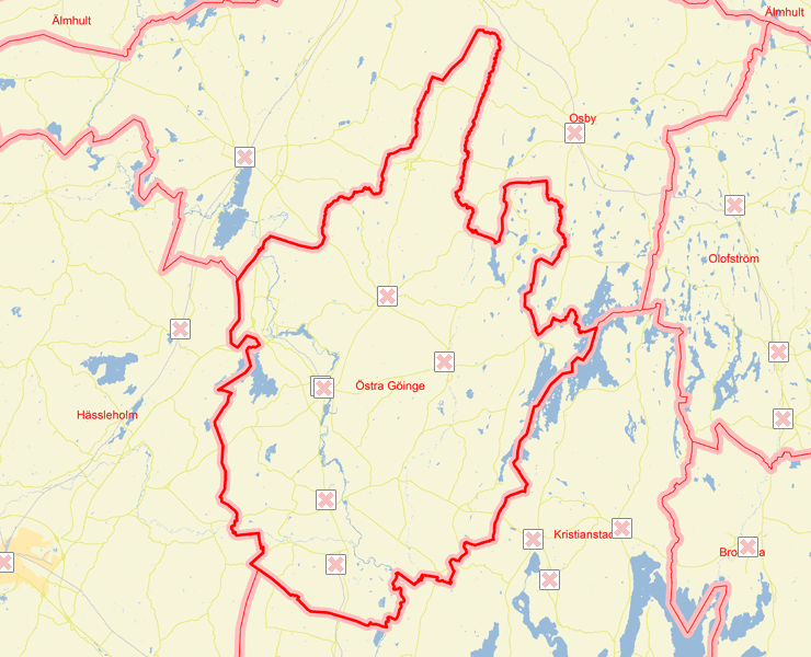 Karta över Östra Göinge