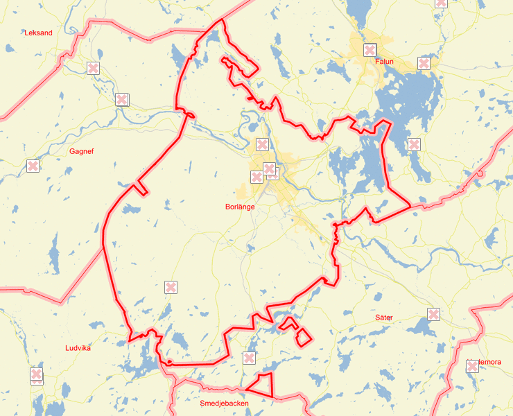 Karta över Borlänge