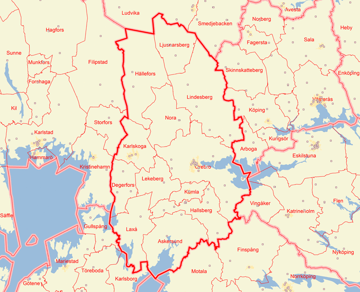 Karta över Örebro län