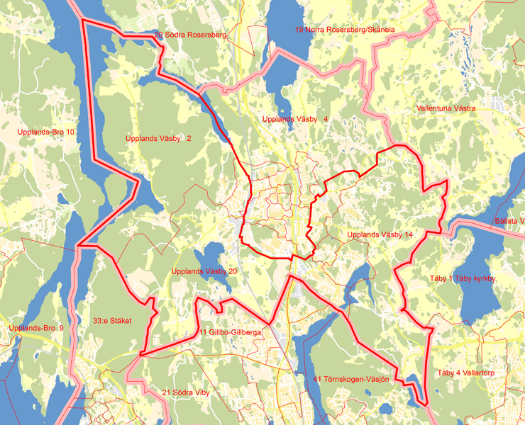 Karta över Upplands-Väsby  Första
