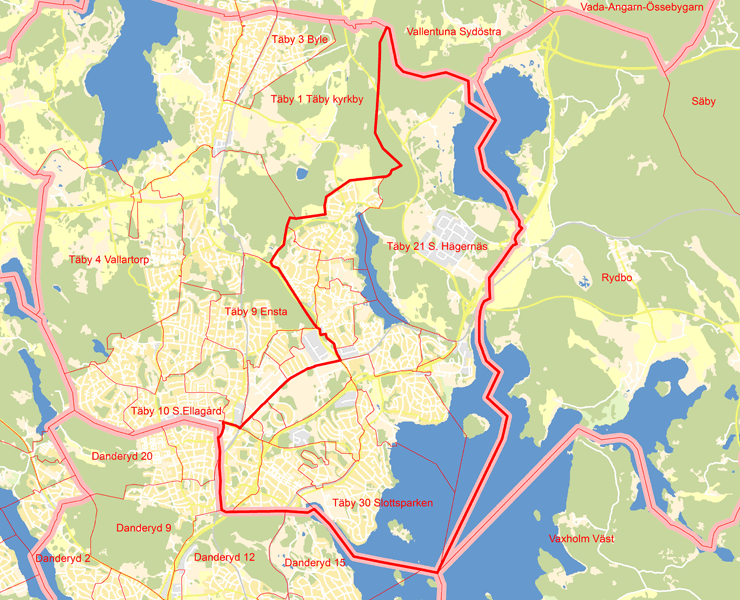 Karta över Täby Östra