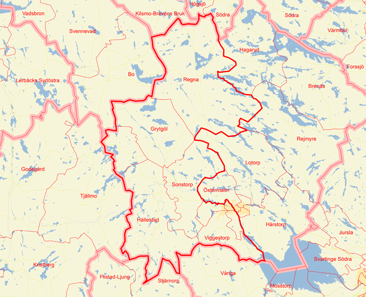Karta över Finspångs Kommuns västra