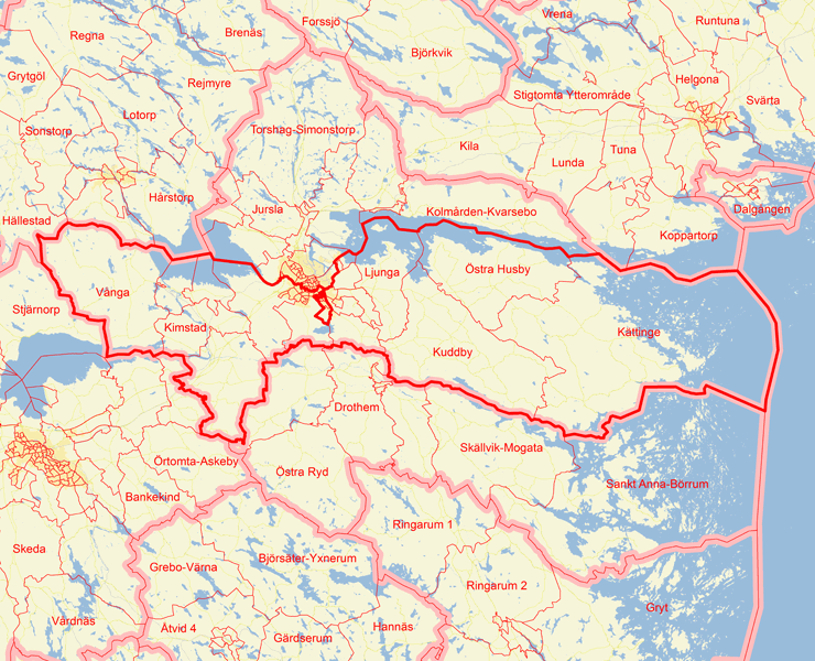 Karta över Norrköpings södra valkrets