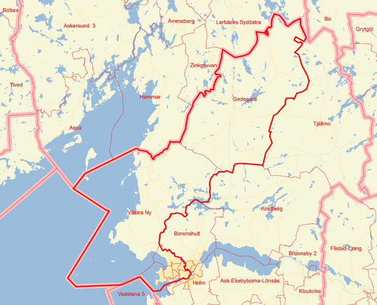 Karta över Motala västra valkrets