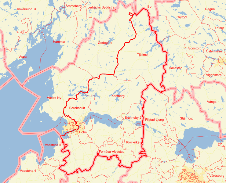 Karta över Motala östra valkrets
