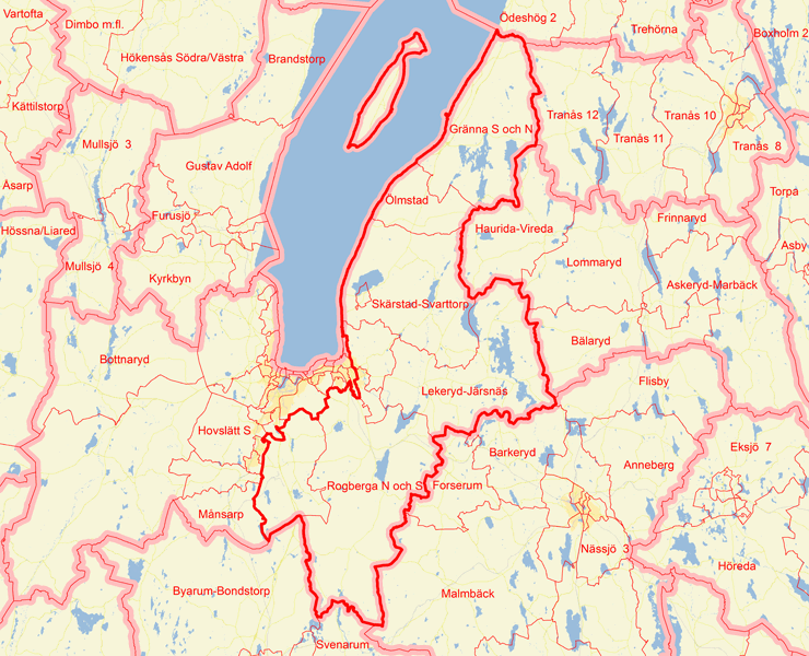 Karta över Jönköpings kommun Landsort öster
