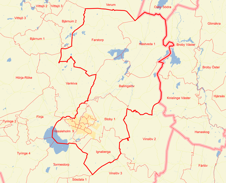 Karta över Hässleholms Kommuns 1:A