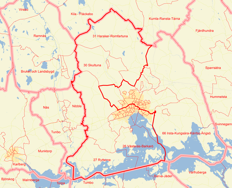 Karta över Västerås Västra valkrets
