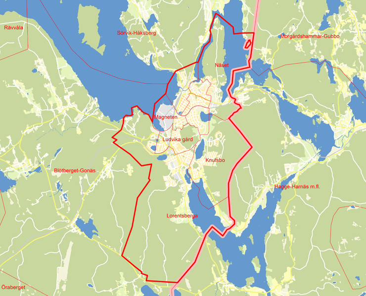 Karta över Ludvika stad