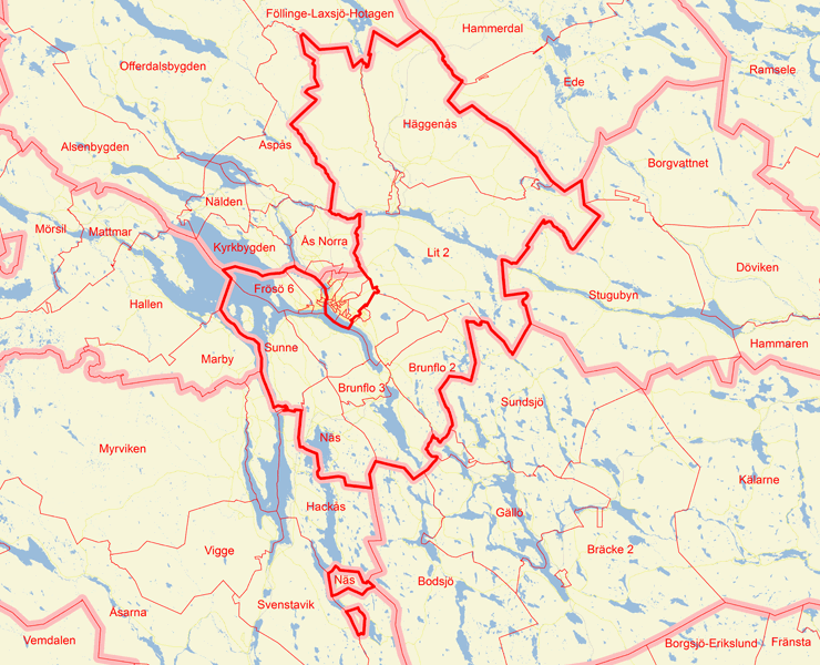 Karta över Östersund utom Staden