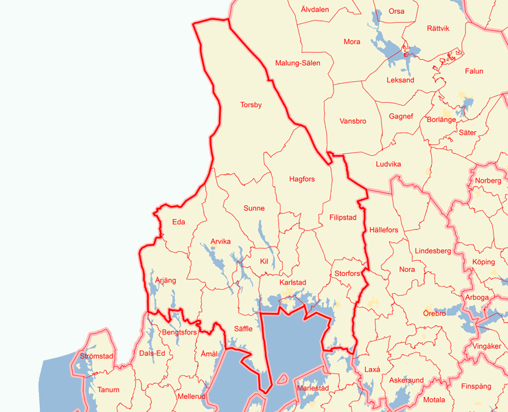 Karta över Värmlands län
