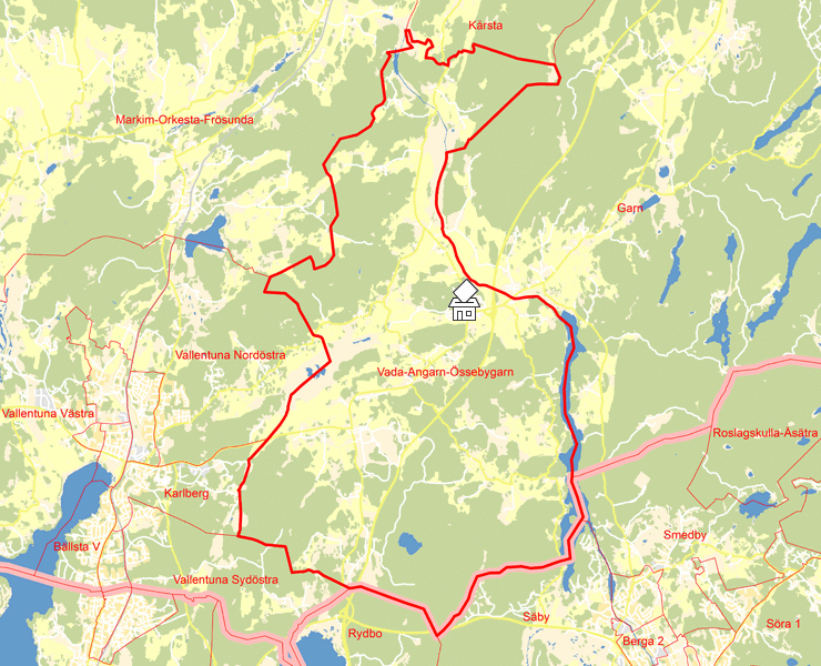 Karta över Vada-Angarn-Össebygarn