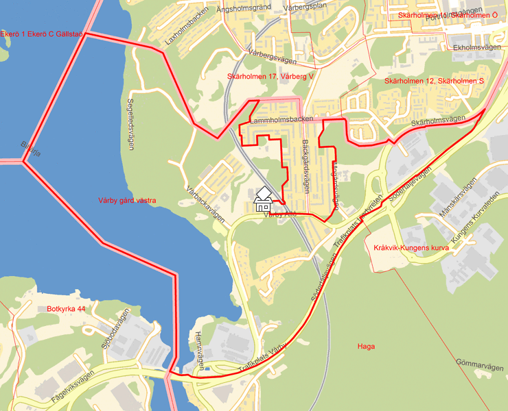 Karta över Vårby gård västra