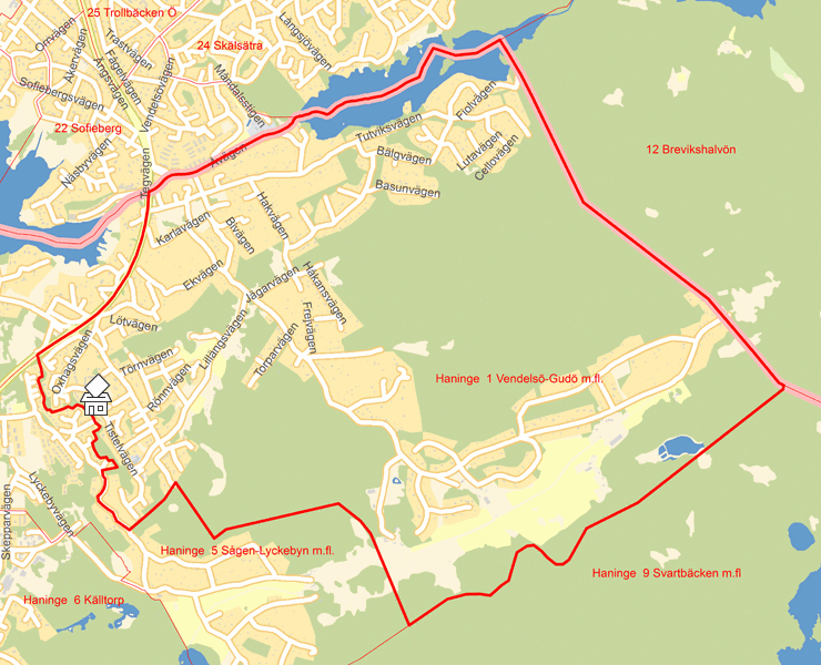 Karta över Haninge  1 Vendelsö-Gudö m.fl.