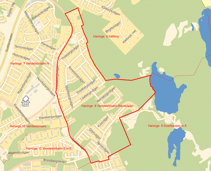 Karta över Haninge  8 Vendelsömalm-Ramsdalen