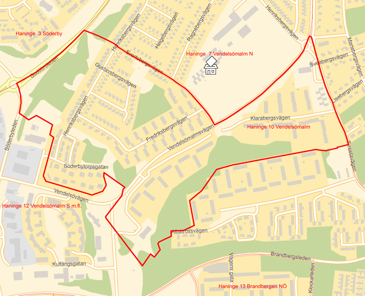 Karta över Haninge 10 Vendelsömalm