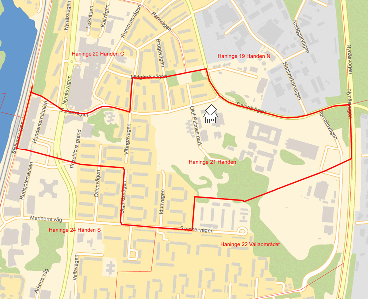 Karta över Haninge 21 Handen