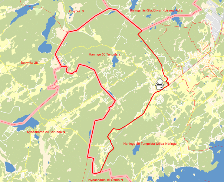 Karta över Haninge 50 Tungelsta