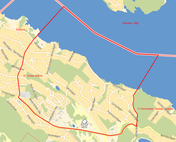 Karta över 10 Tyresö Strand