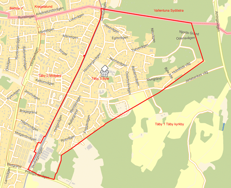 Karta över Täby 3 Byle