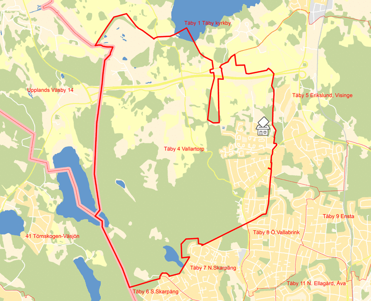 Karta över Täby 4 Vallartorp