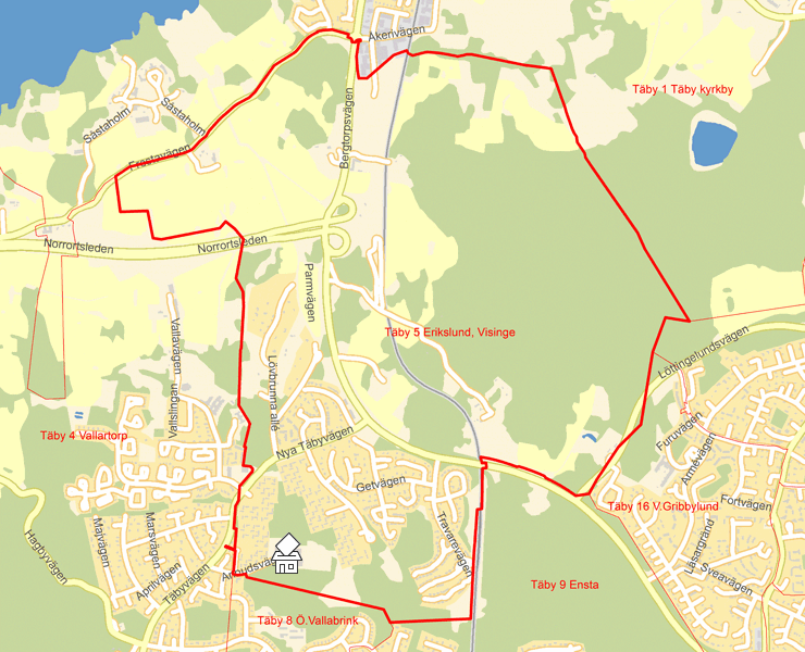 Karta över Täby 5 Erikslund, Visinge