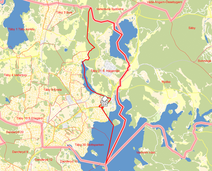 Karta över Täby 21 S. Hägernäs