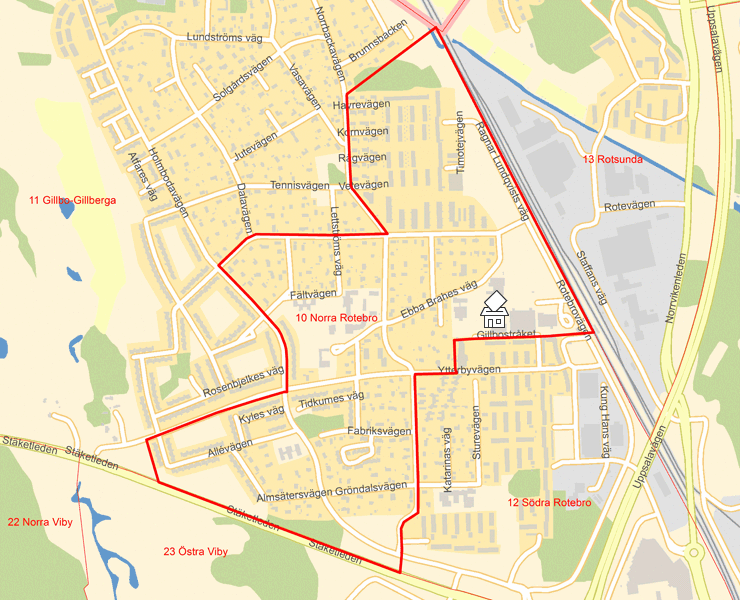 Karta över 10 Norra Rotebro