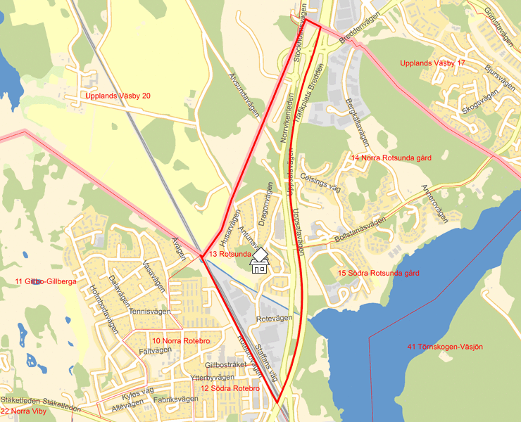 Karta över 13 Rotsunda