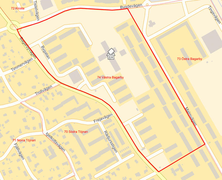 Karta över 74 Västra Bagarby