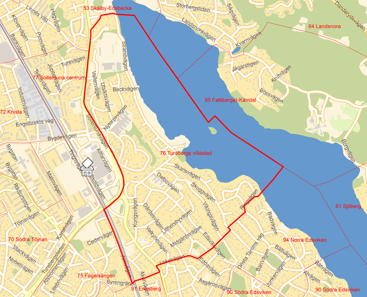 Karta över 76 Turebergs villastad