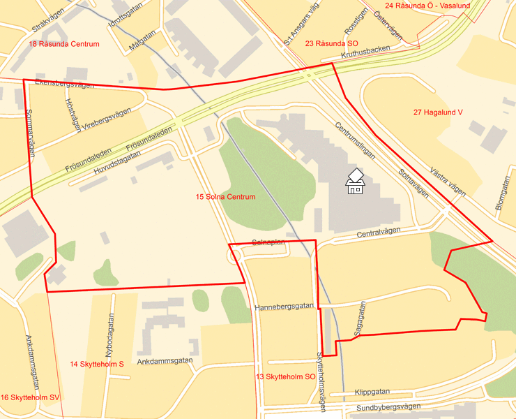 Karta över 15 Solna Centrum