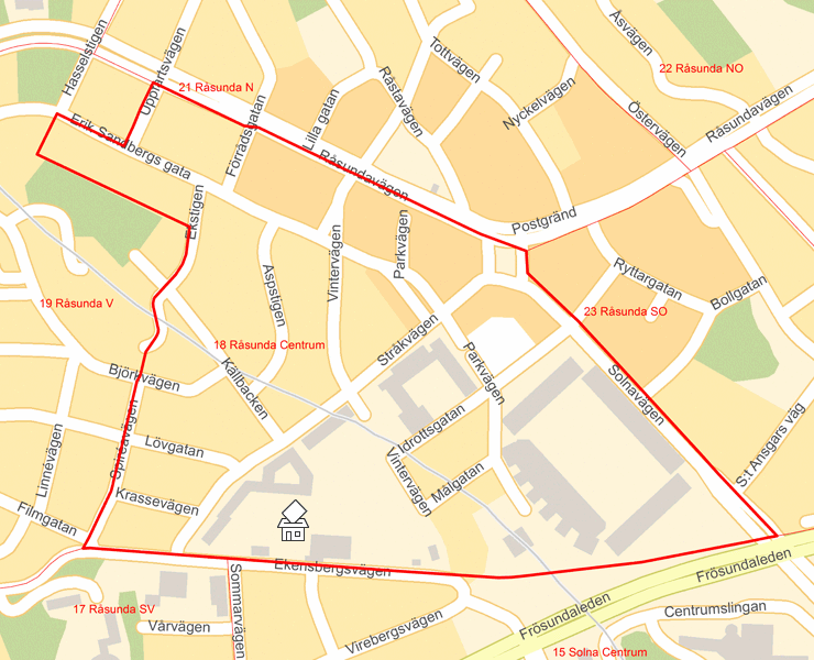 Karta över 18 Råsunda Centrum
