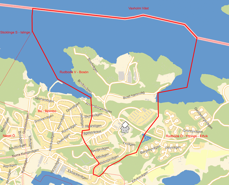 Karta över Rudboda V - Bosön
