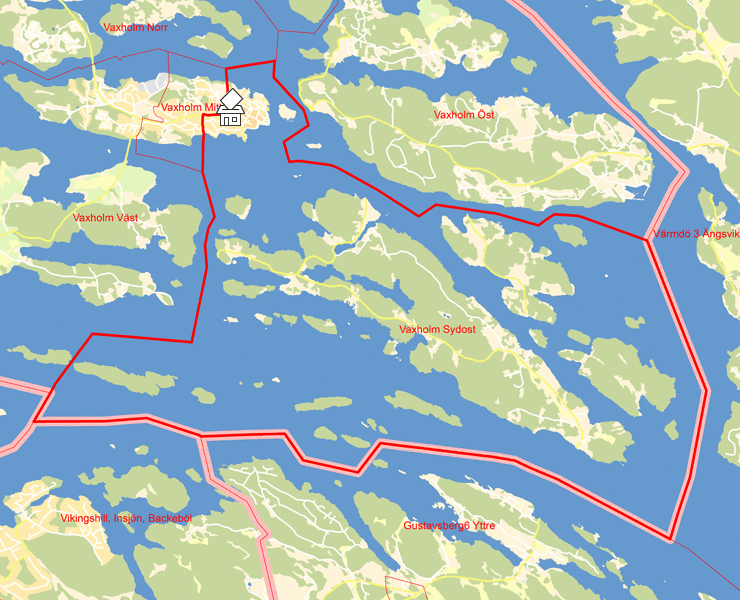 Karta över Vaxholm Sydost