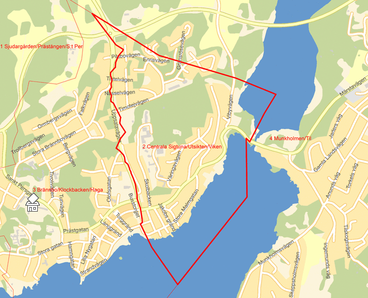 Karta över 2 Centrala Sigtuna/Utsikten/Viken