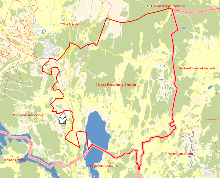 Karta över 19 Norra Rosersberg/Skånela