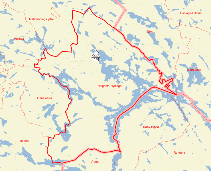 Karta över Helgesta-Hyltinge