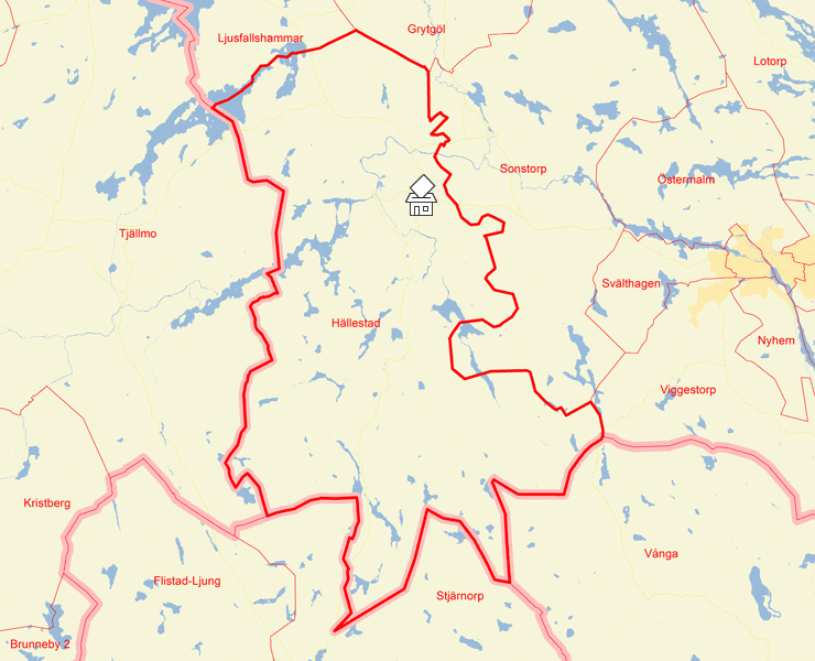Karta över Hällestad
