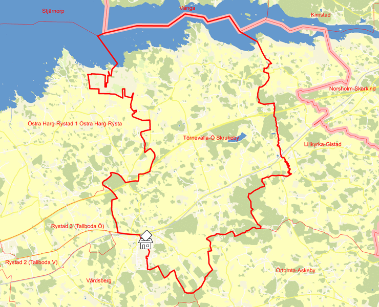Karta över Törnevalla-Ö Skrukeby
