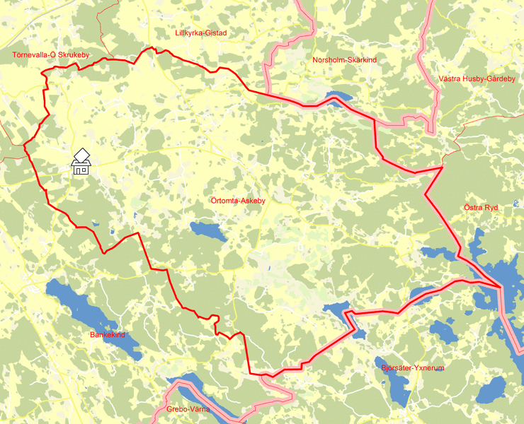 Karta över Örtomta-Askeby