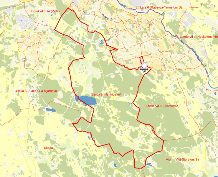 Karta över Berga 8 (Haninge mfl)