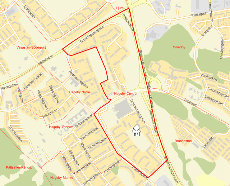 Karta över Hageby Centrum