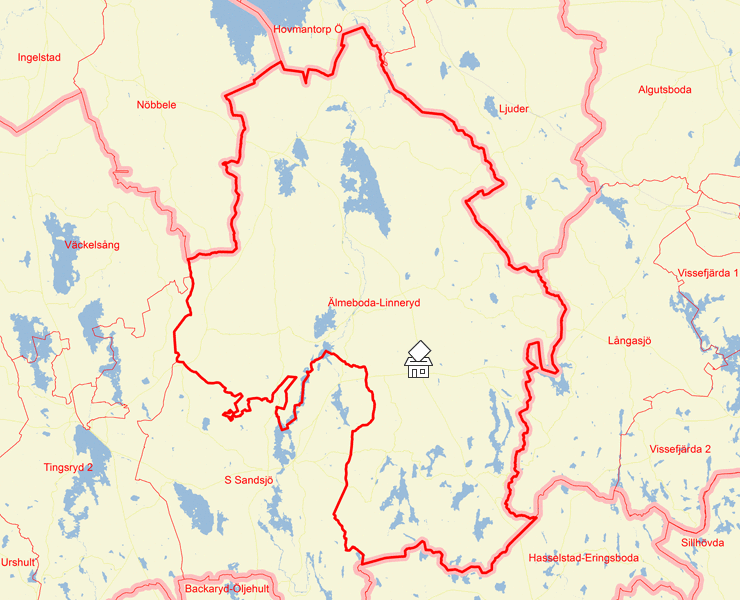 Karta över Älmeboda-Linneryd