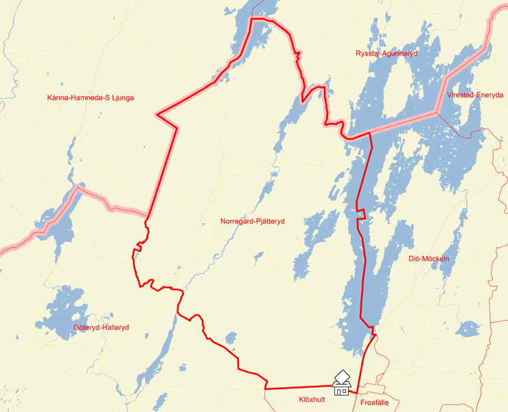 Karta över Norregård-Pjätteryd