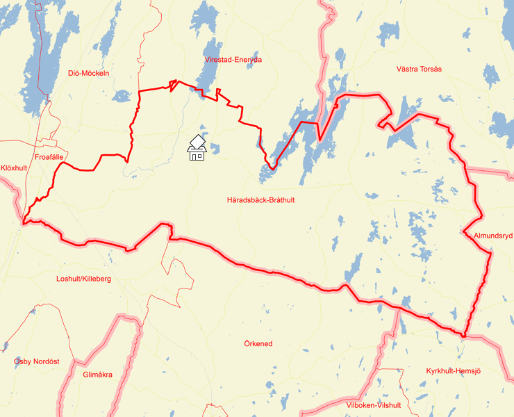 Karta över Häradsbäck-Bråthult